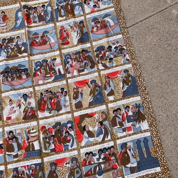 VTG 1950s 1960s Silk Exodus Story Novelty Print Scarf - Picture 4 of 9